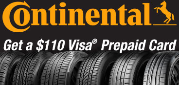 Continental Tire $110 Prepaid Visa Card Rebate