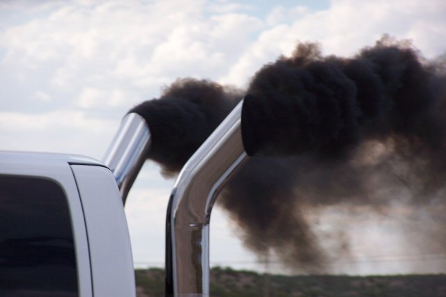 Black smoke coming from a diesel truck